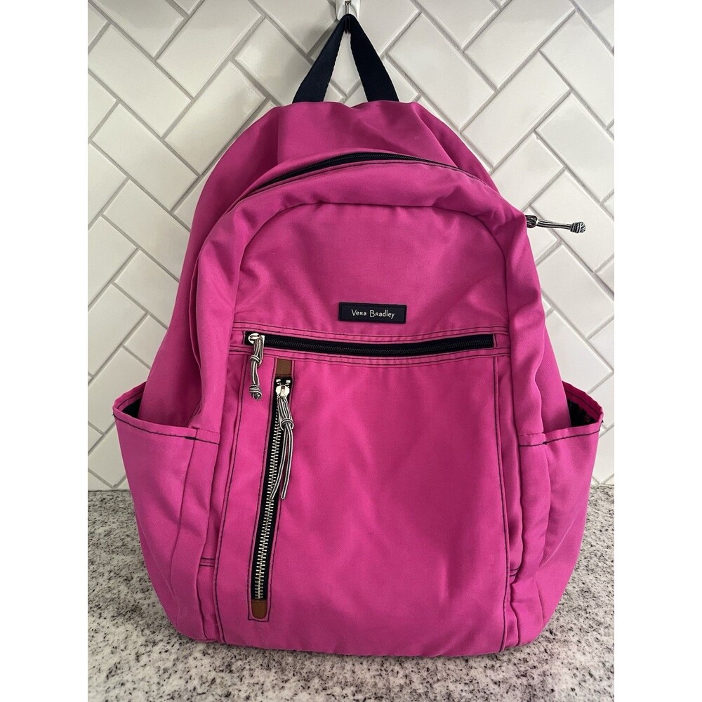 Vera Bradley Laptop Backpack Hot Pink Fuchsia Padded Straps School Travel Bag